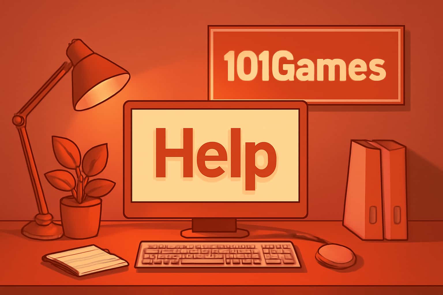Informative scene depicting support resources for 101Games.