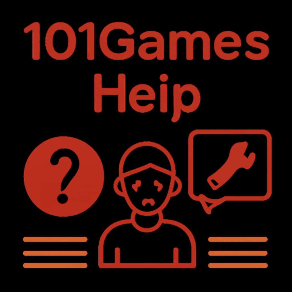 Illustration showing troubleshooting steps for 101Games Help.